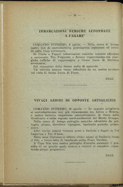 Il diario della nostra guerra : bollettini ufficiali dell'esercito e della marina